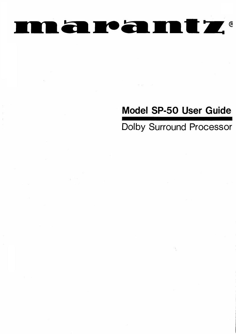 Marantz SP 50 Owners Manual