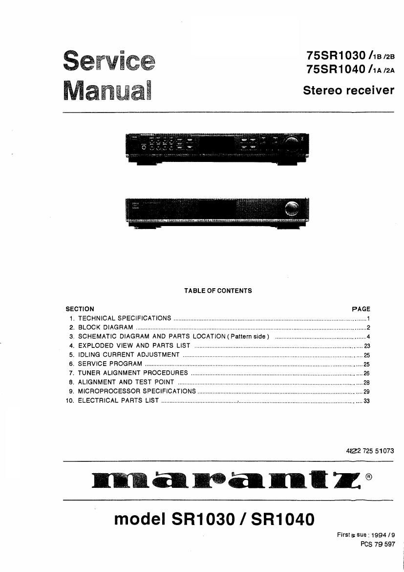 Marantz SR 1030 Service Manual
