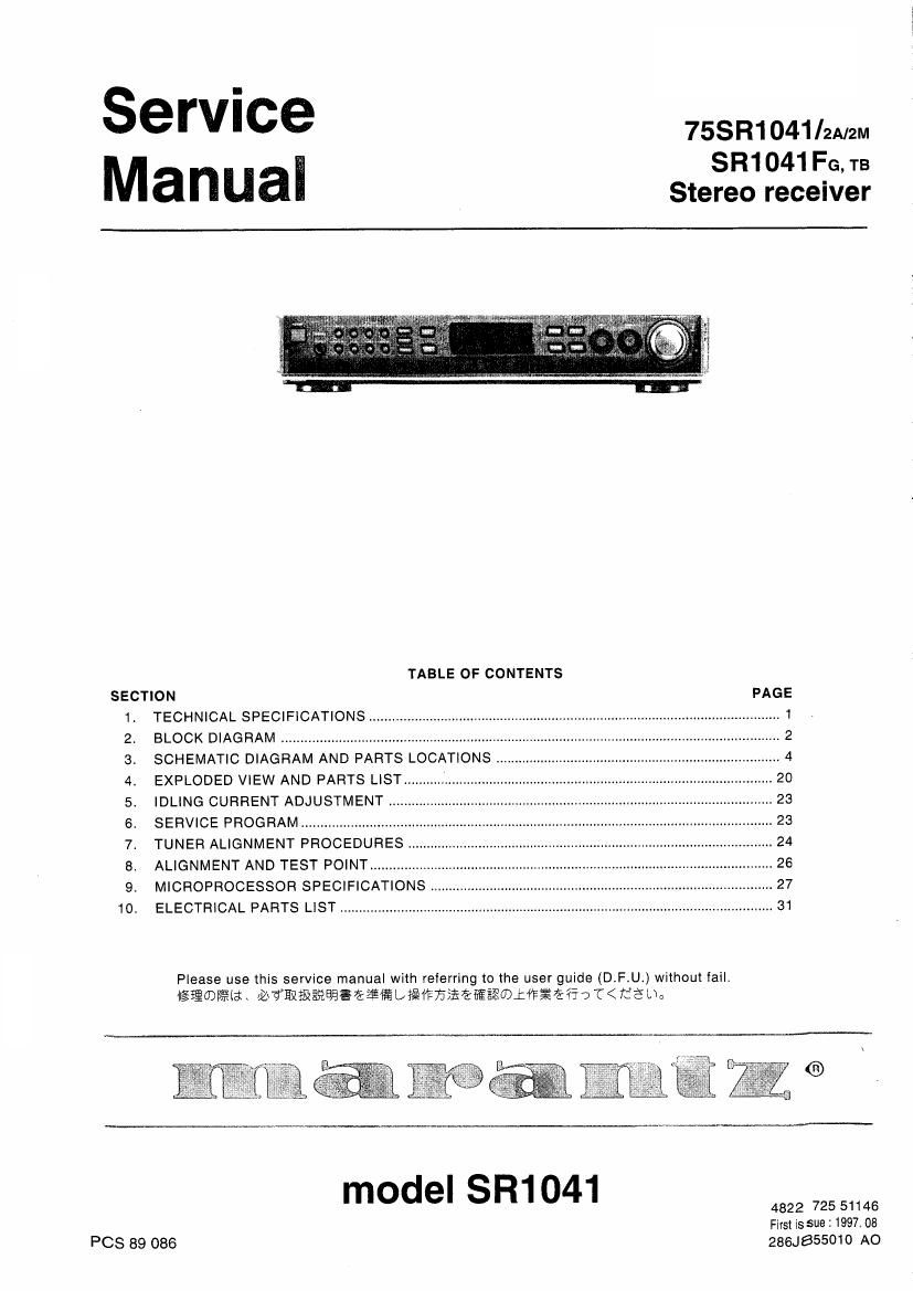 Marantz SR 1041 Service Manual
