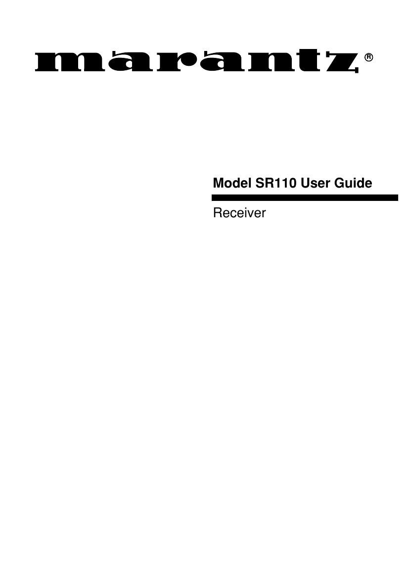 Marantz SR 110 Owners Manual