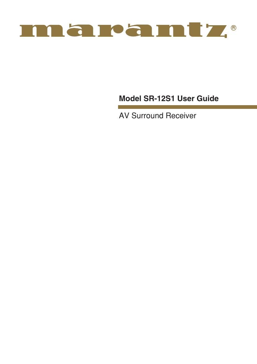 Marantz SR 12 S 1 Owners Manual