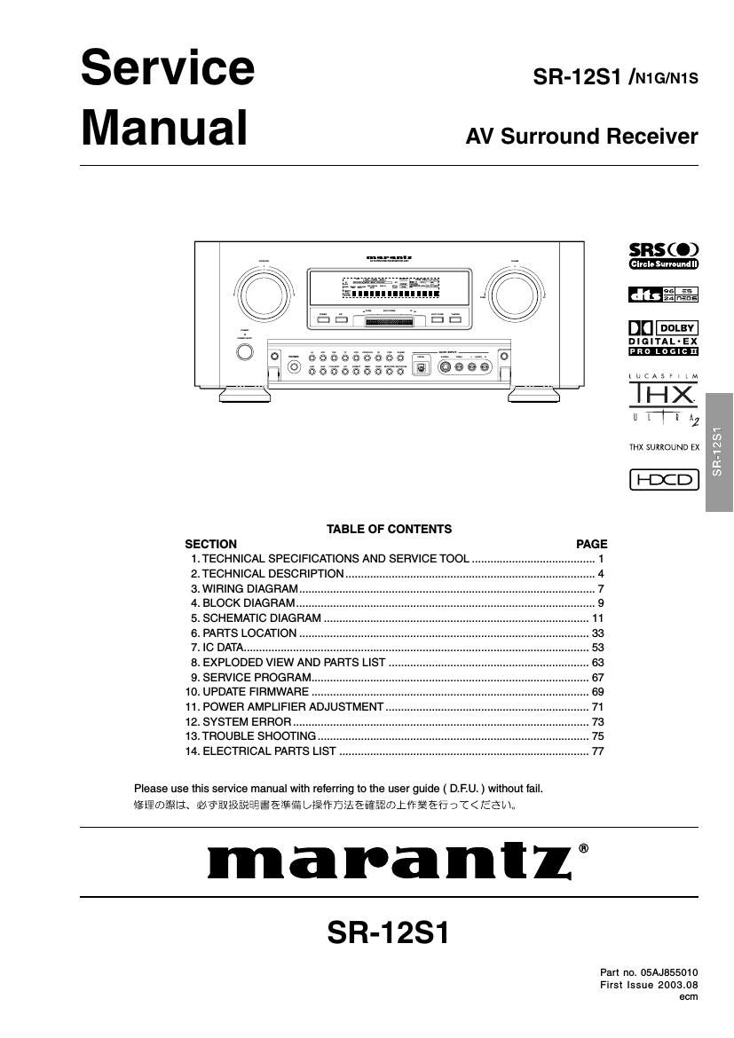 Marantz SR 12 S 1 Service Manual
