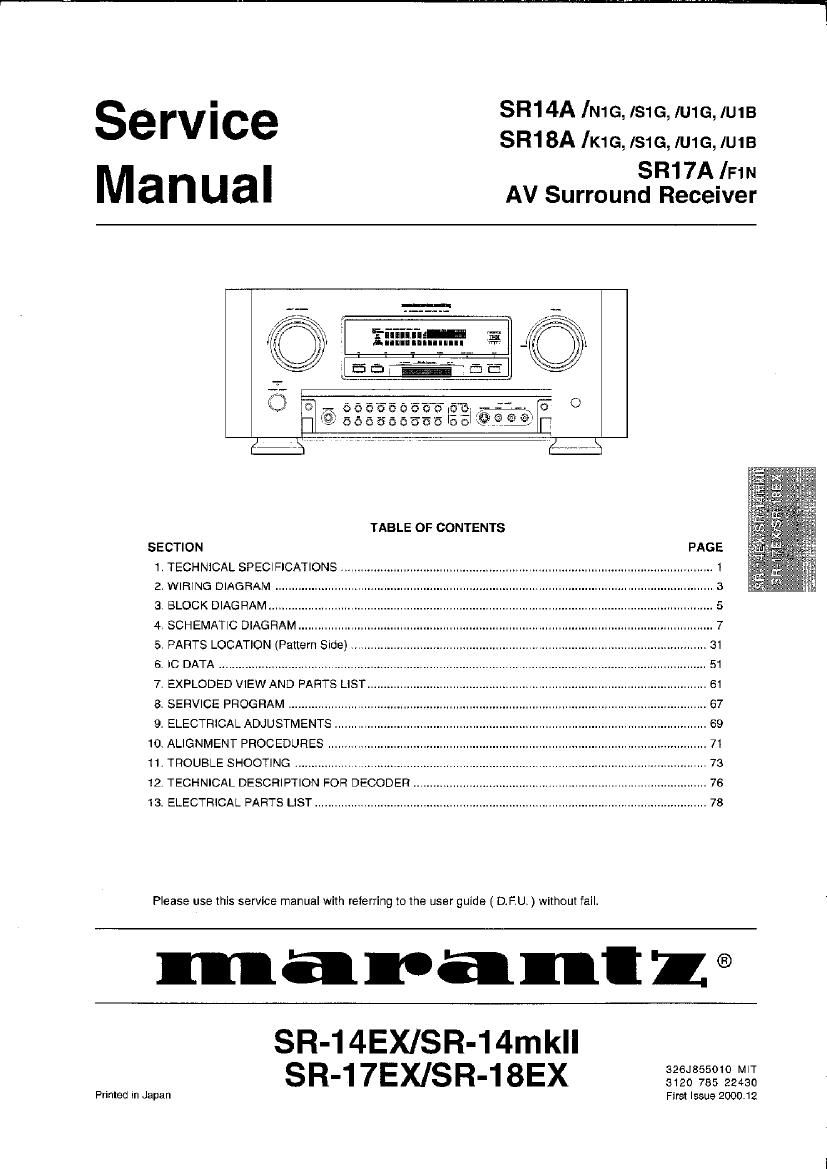 Marantz SR 14 A Service Manual