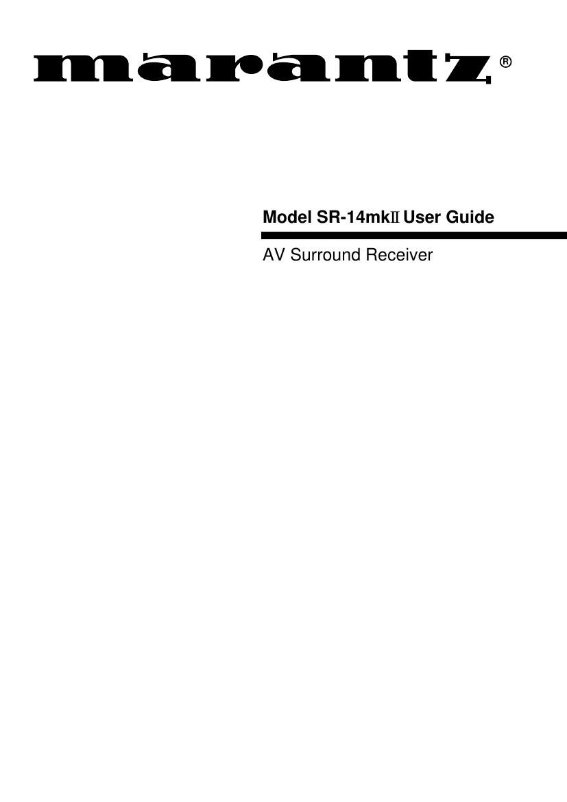Marantz SR 14 Mk2 Owners Manual