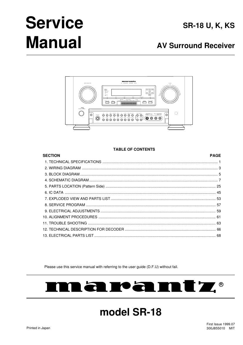 Marantz SR 18 Service Manual