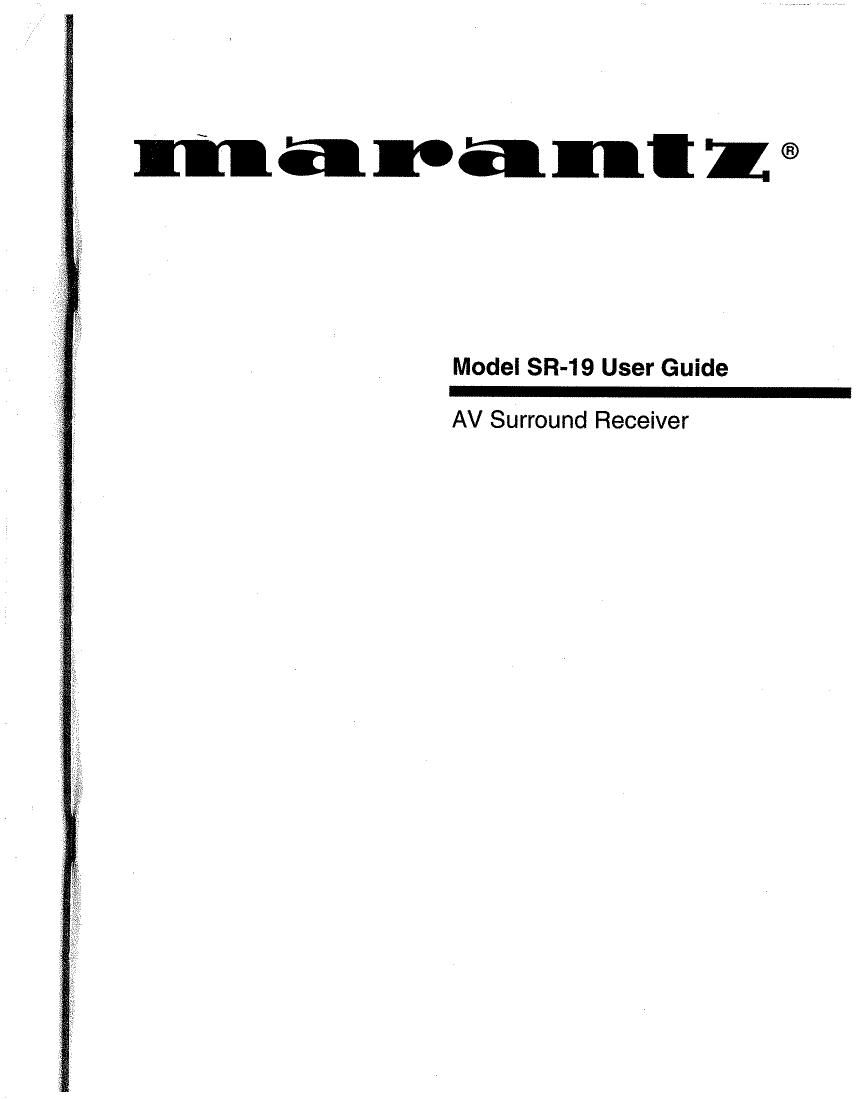 Marantz SR 19 Owners Manual