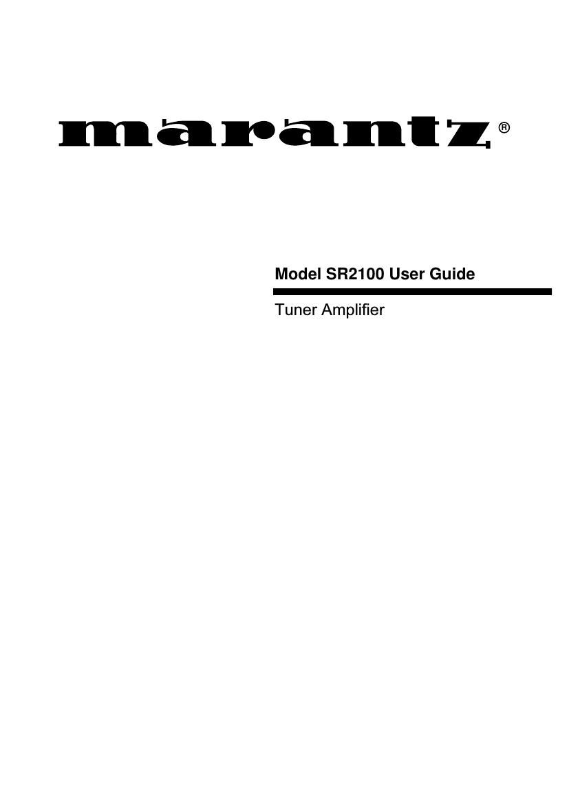 Marantz SR 2100 Owners Manual