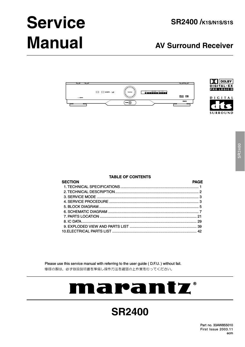 Marantz SR 2400 Service Manual