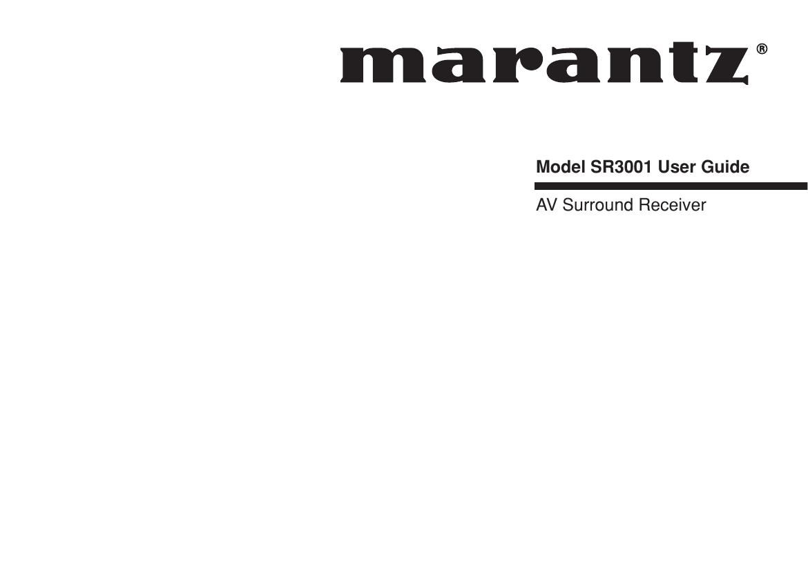 Marantz SR 3001 Owners Manual