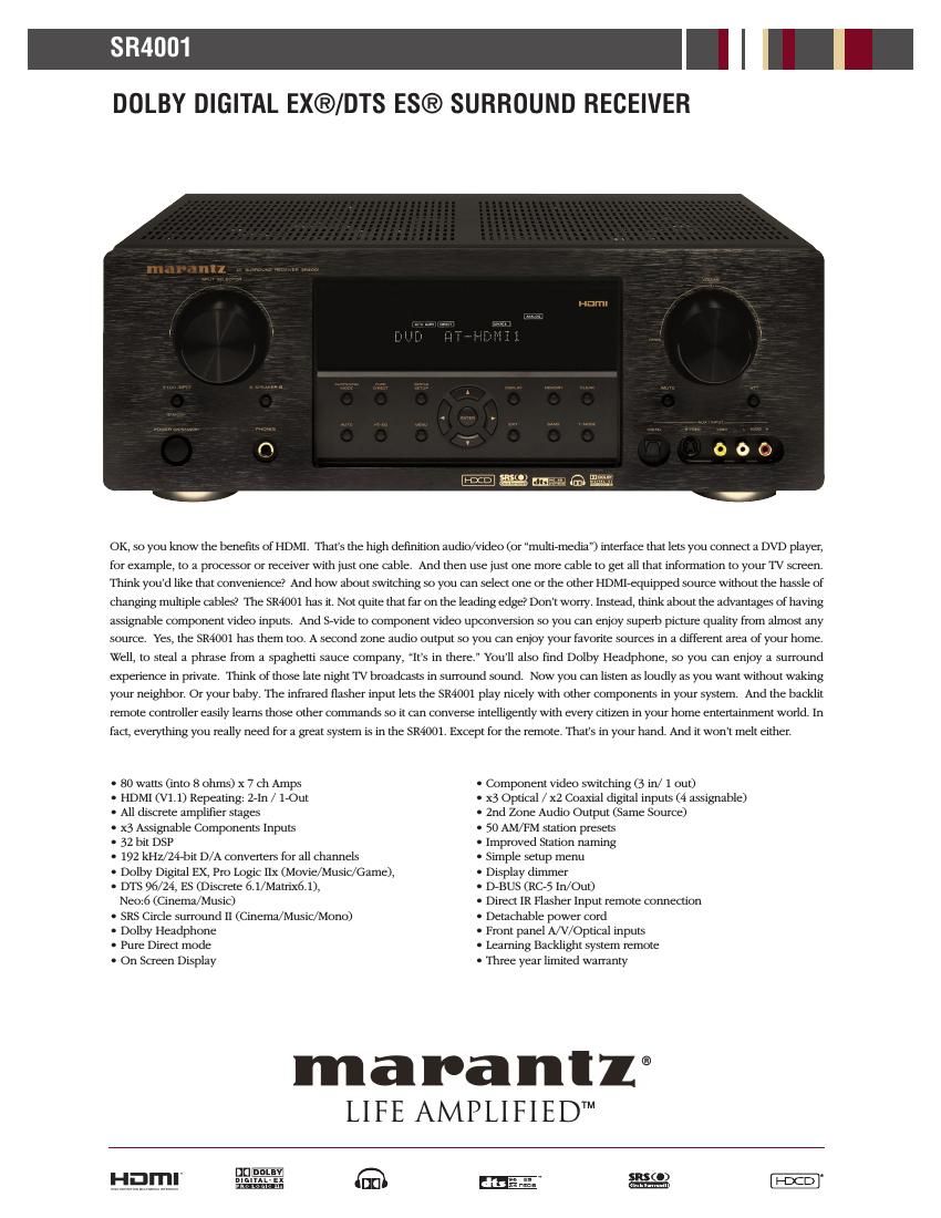 Marantz SR 4001 Brochure