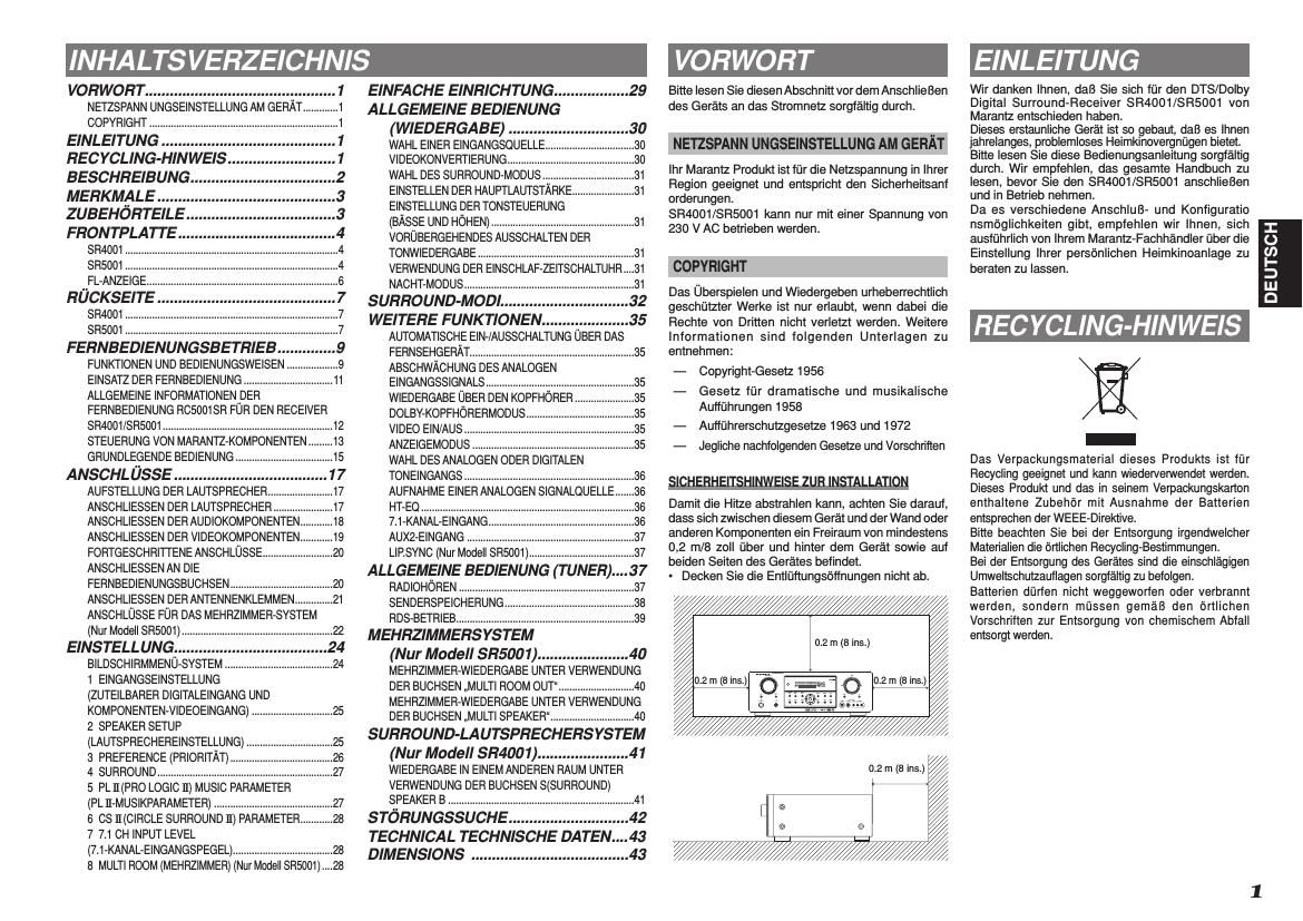 Marantz SR 4001 Owners Manual 2