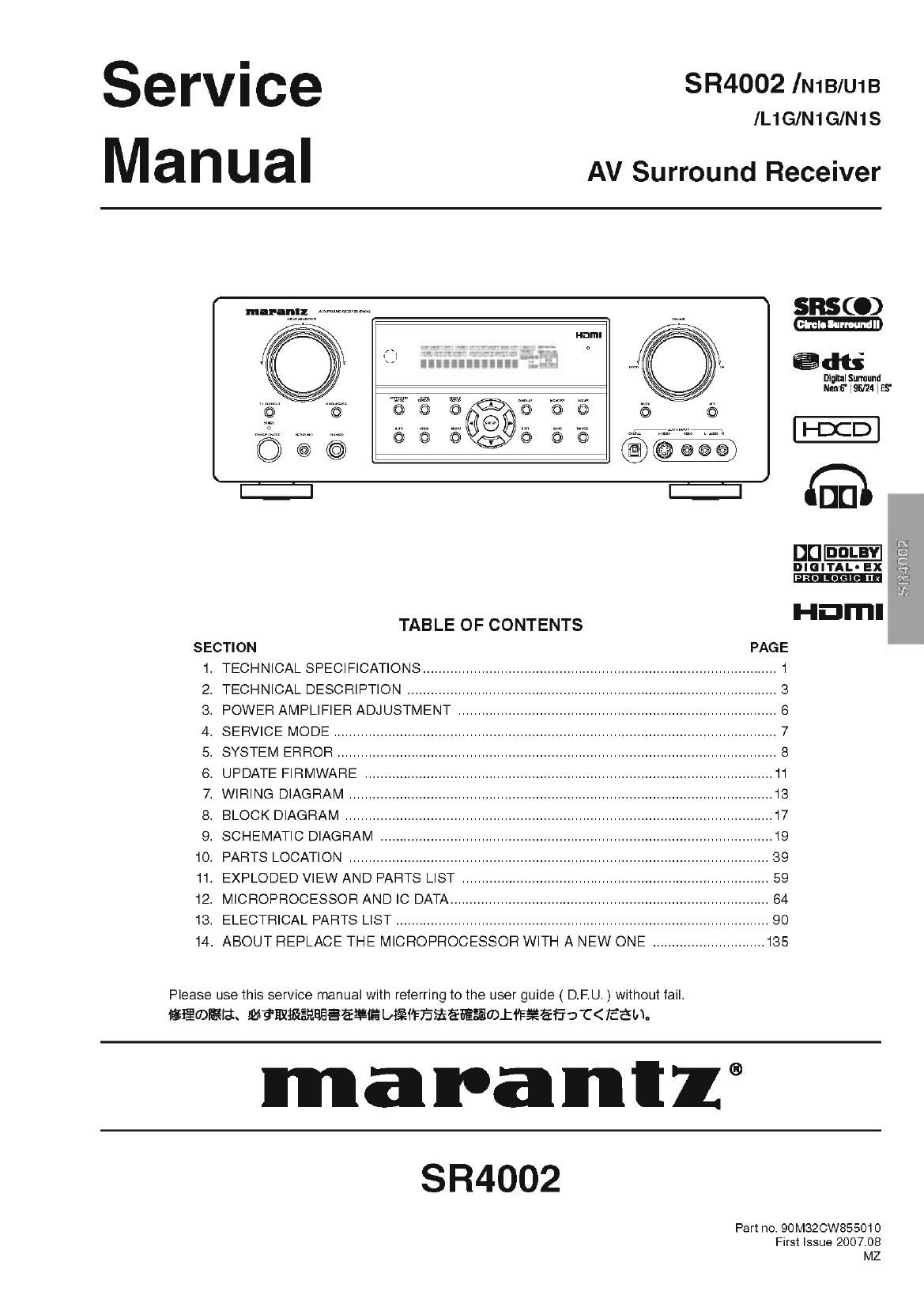 Marantz SR 4002 Service Manual