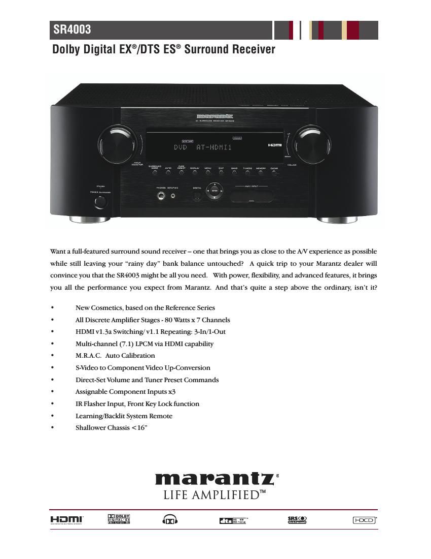 Marantz SR 4003 Brochure