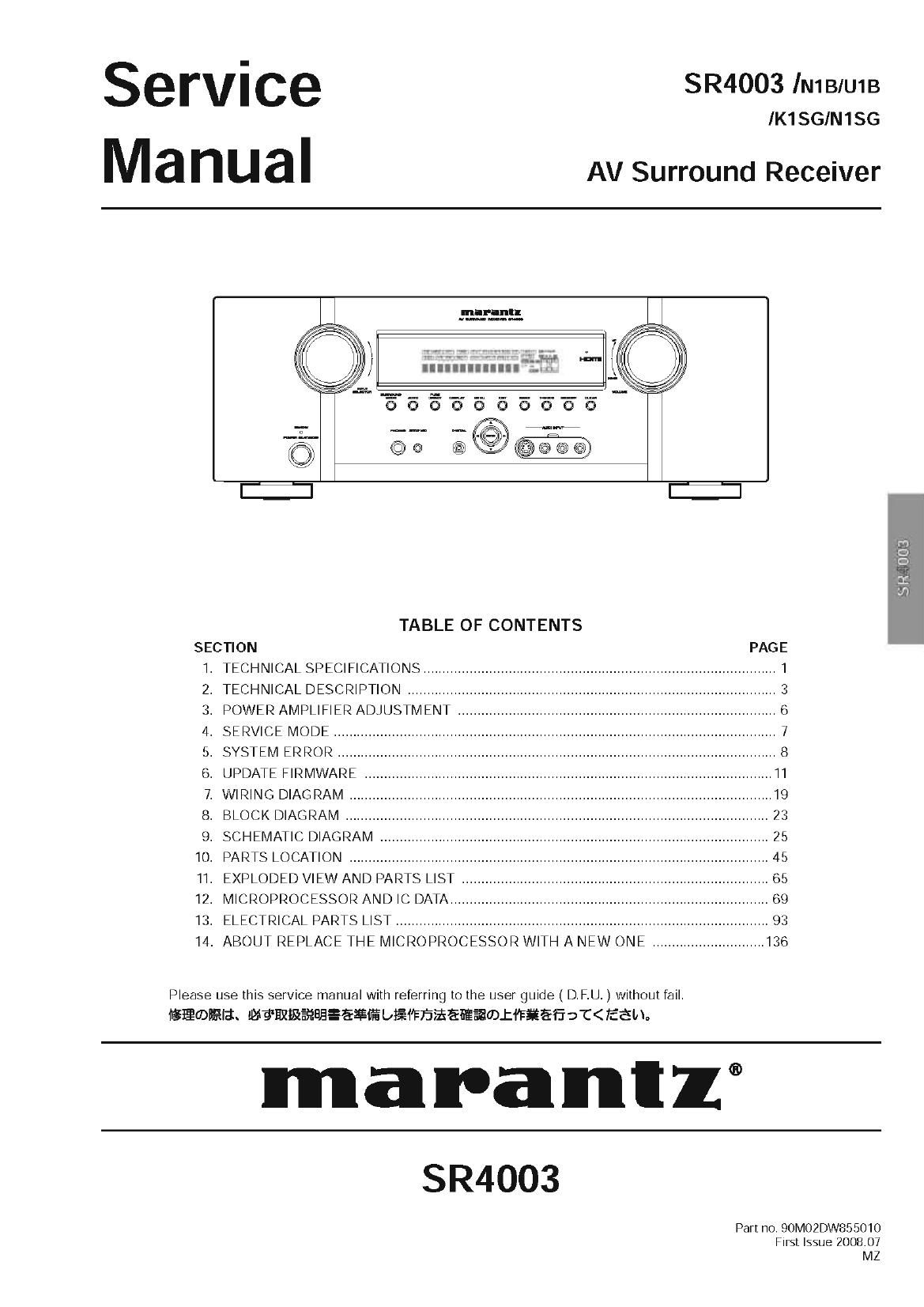 Marantz SR 4003 Service Manual