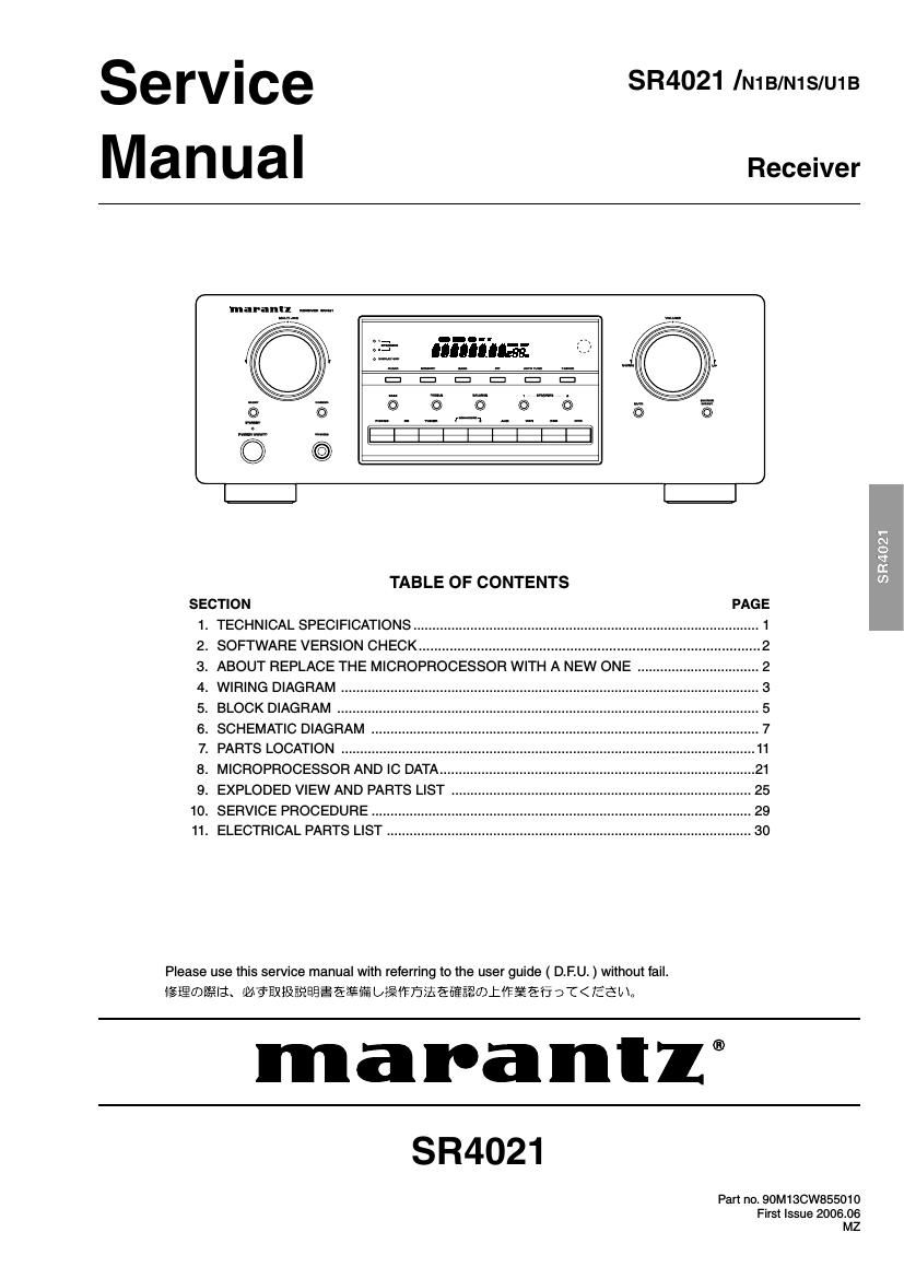 Marantz SR 4021 Service Manual