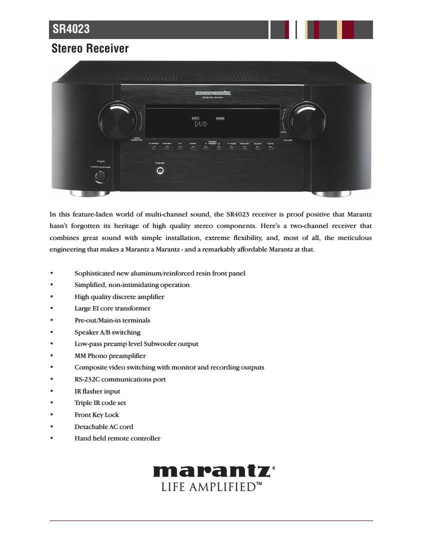 Marantz SR 4023 Brochure