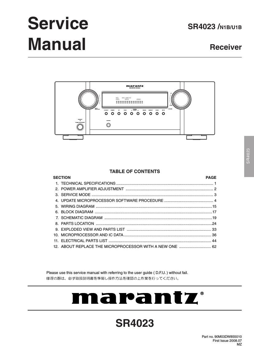 Marantz SR 4023 Service Manual