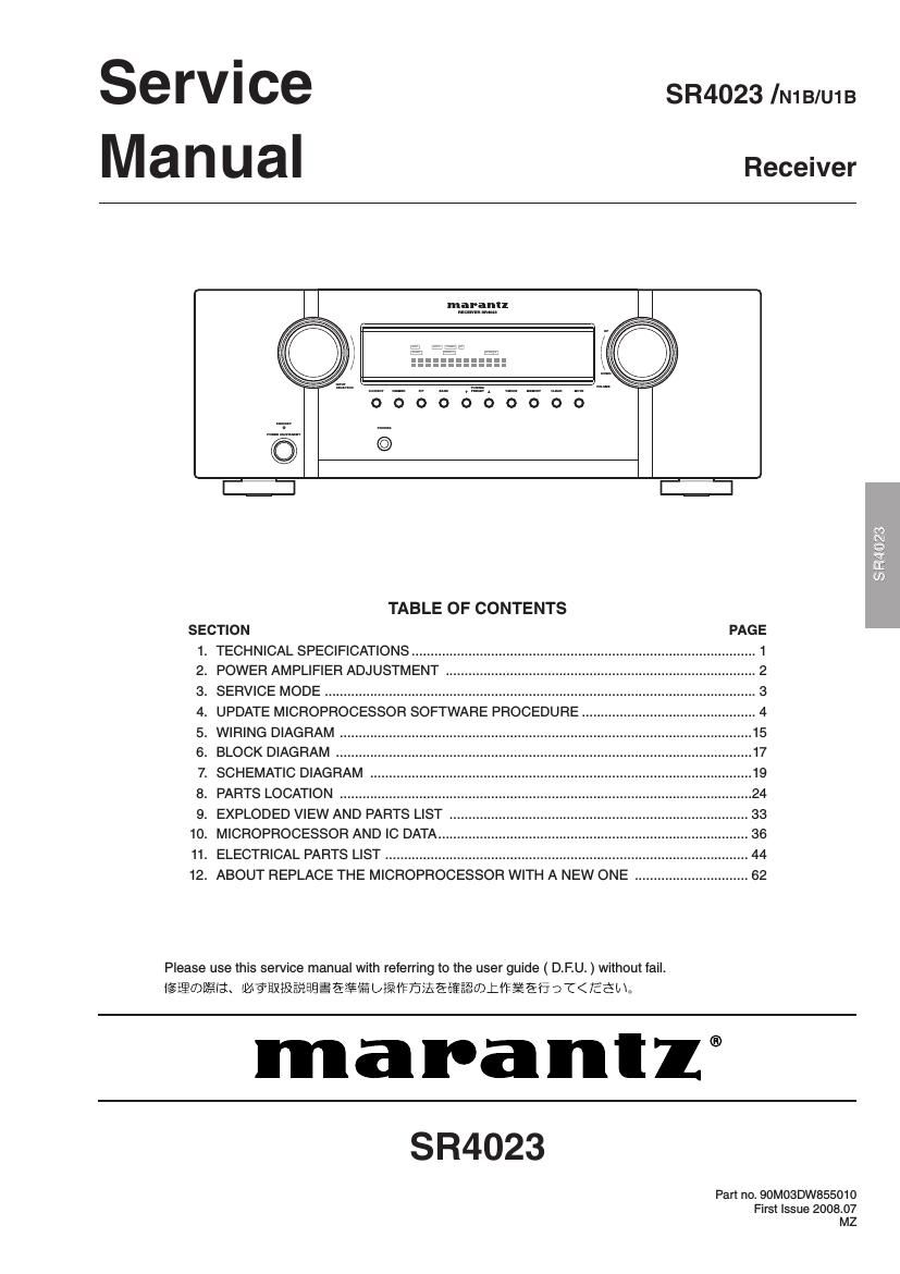 Marantz SR 4023 Service Manual