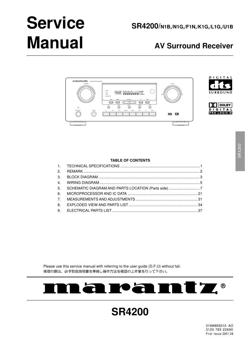 Marantz SR 4200 Service Manual