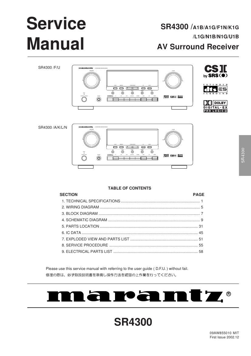 Marantz SR 4300 Service Manual