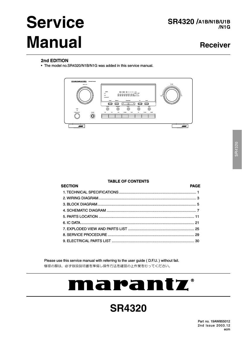 Marantz SR 4320 Service Manual