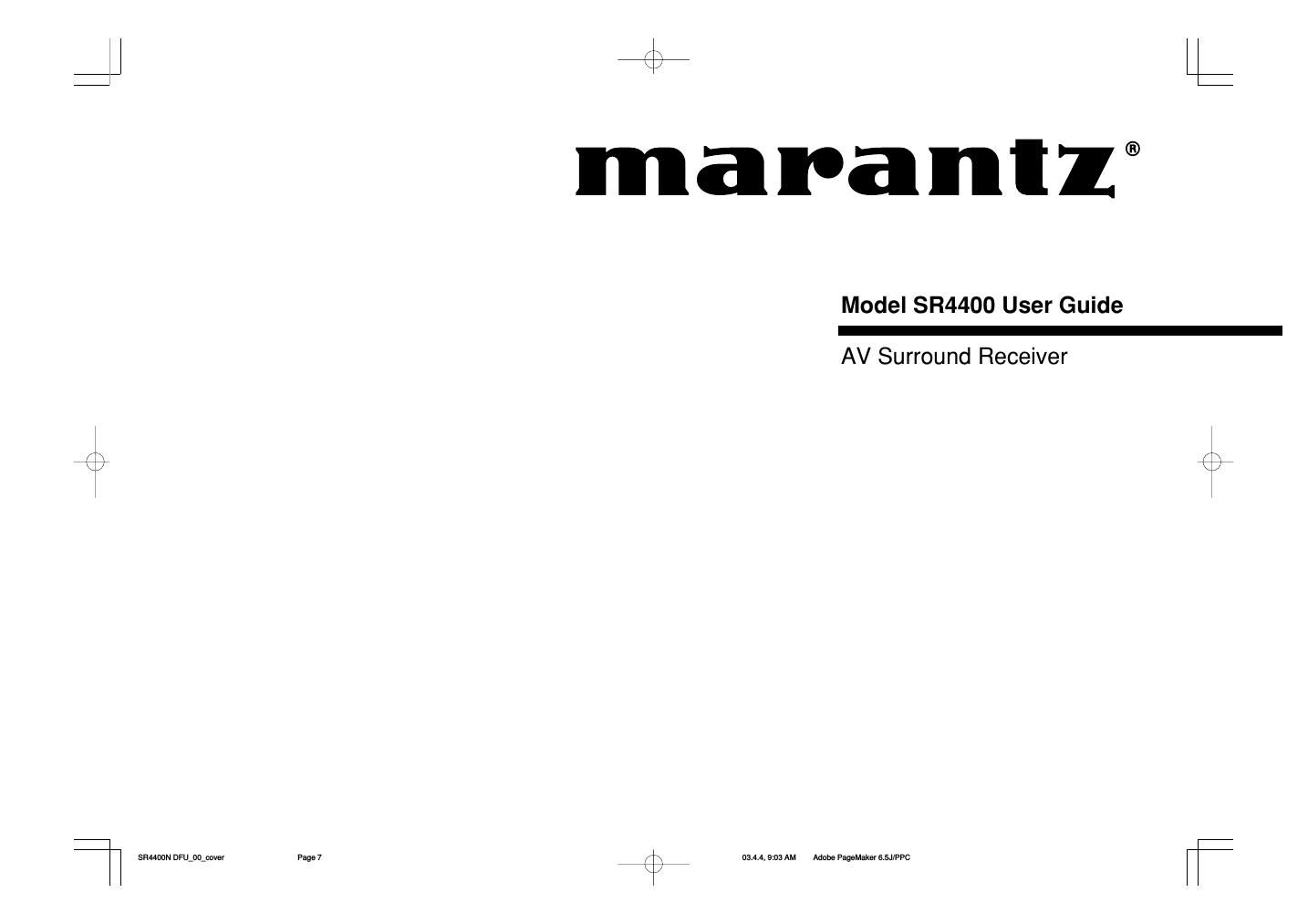 Marantz SR 4400 Owners Manual
