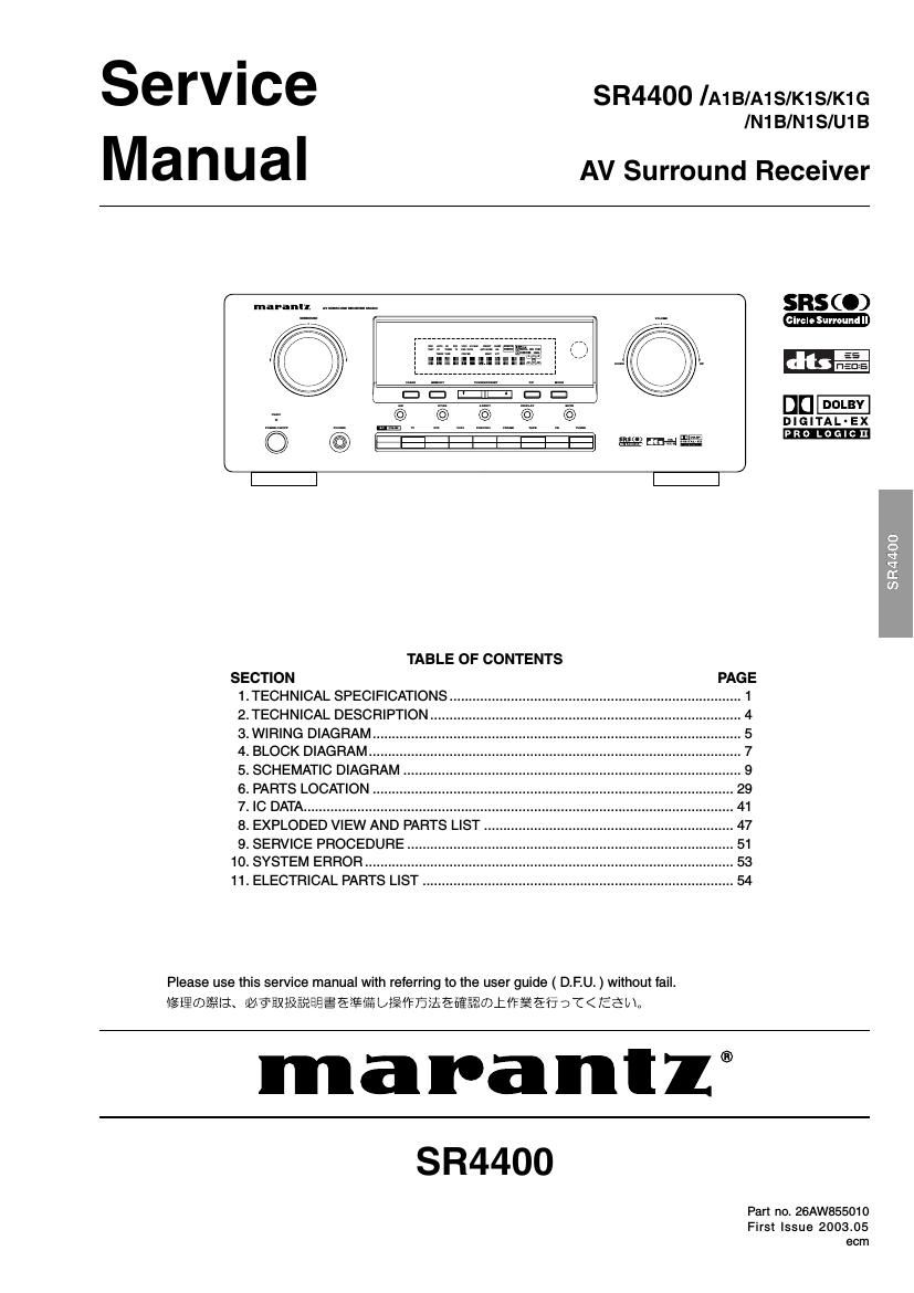 Marantz SR 4400 Service Manual
