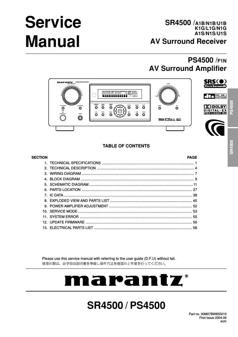 Marantz SR 4500 Service Manual
