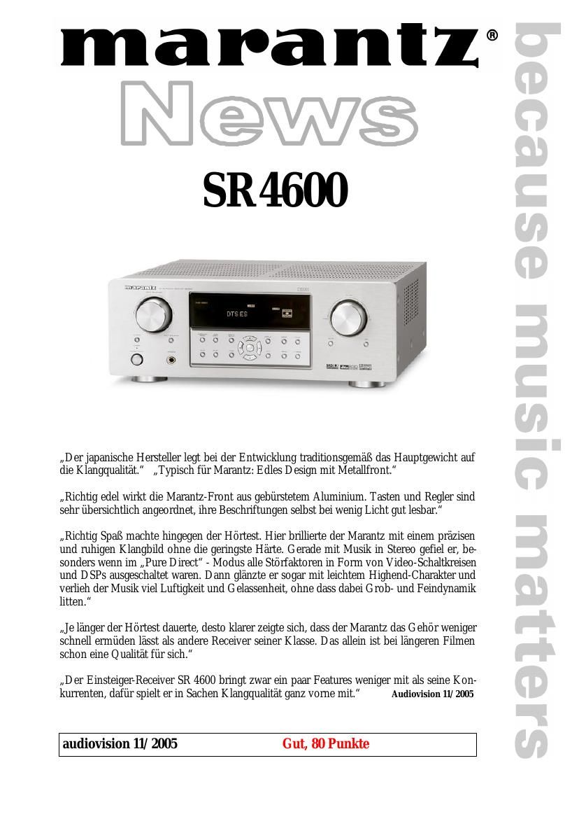 Marantz SR 4600 Brochure