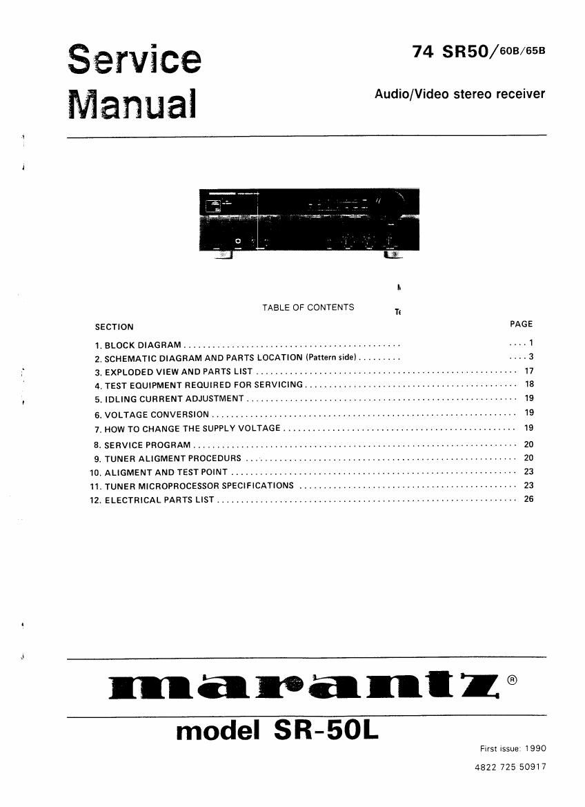 Marantz SR 50 L Service Manual