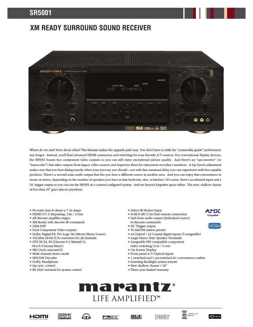 Marantz SR 5001 Brochure