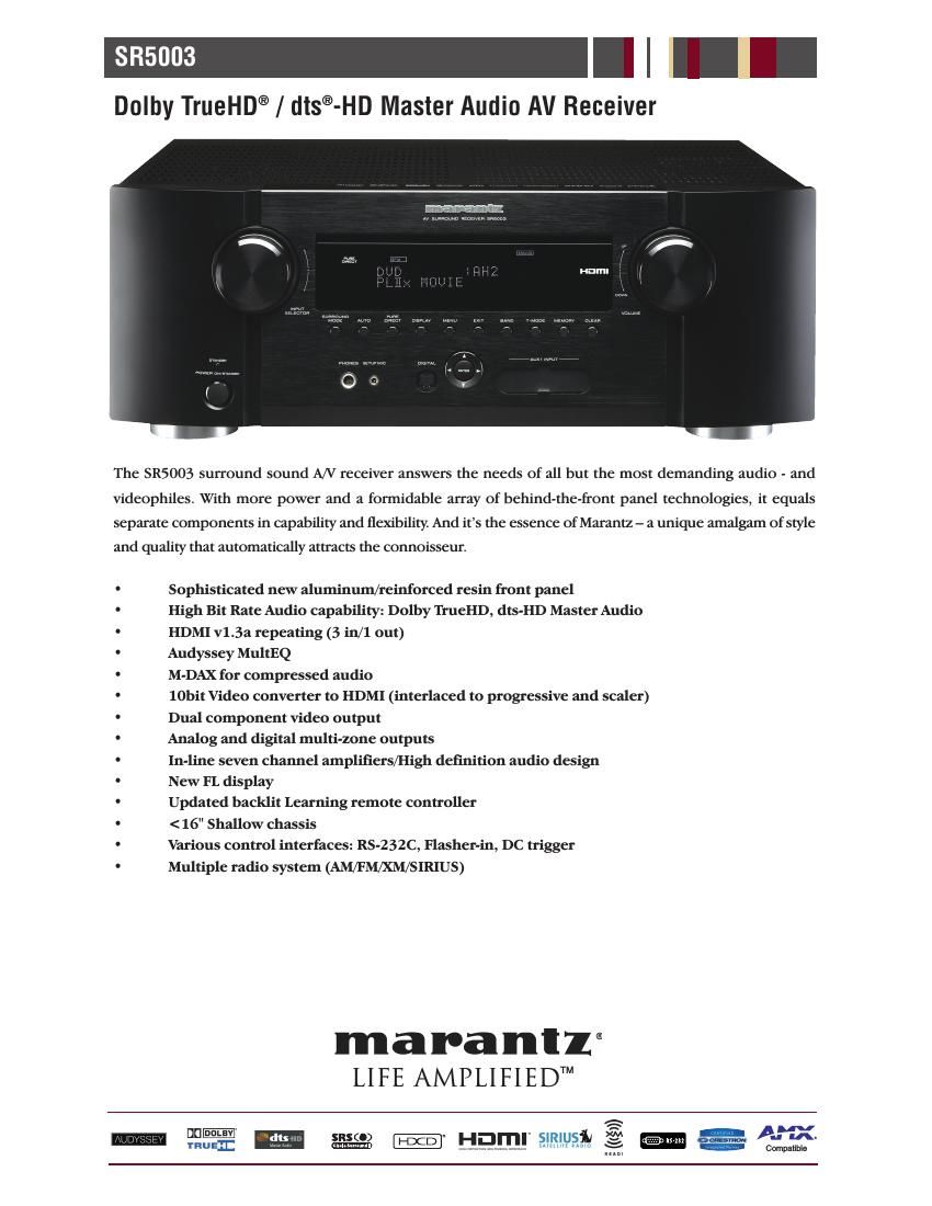 Marantz SR 5003 Brochure