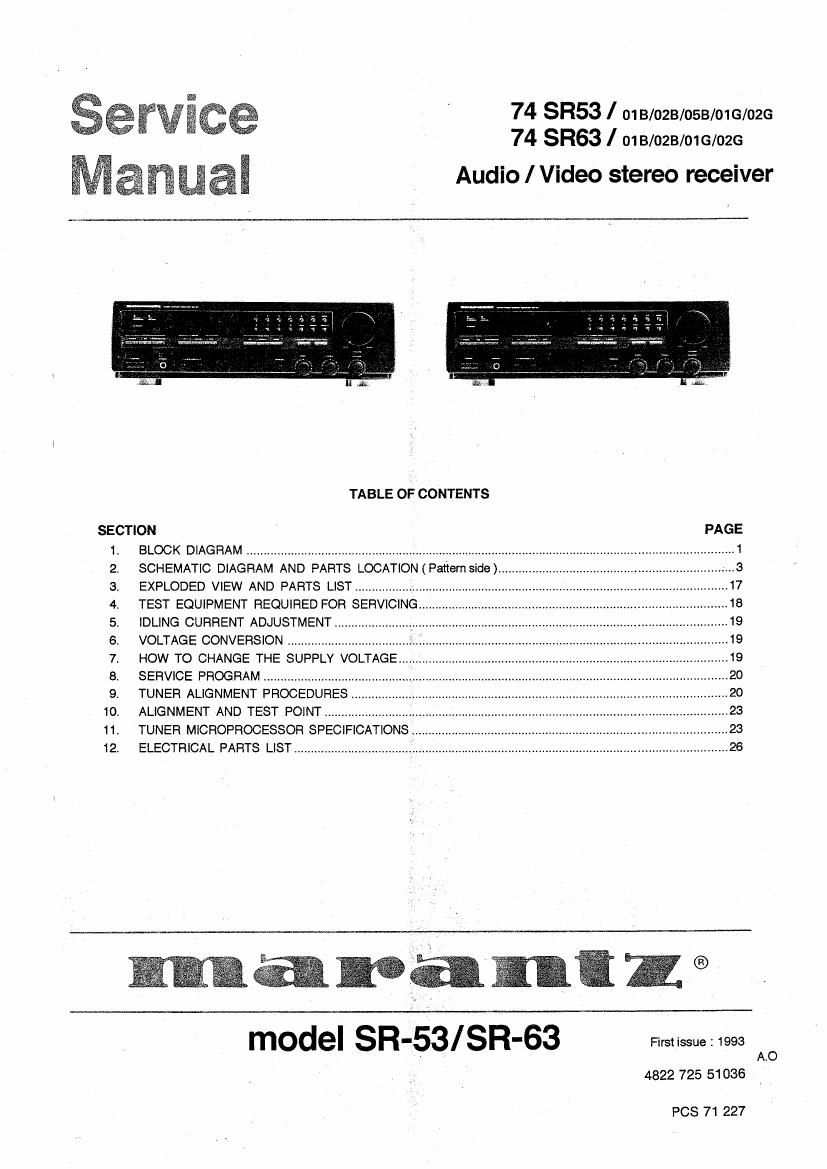 Marantz SR 53 Service Manual