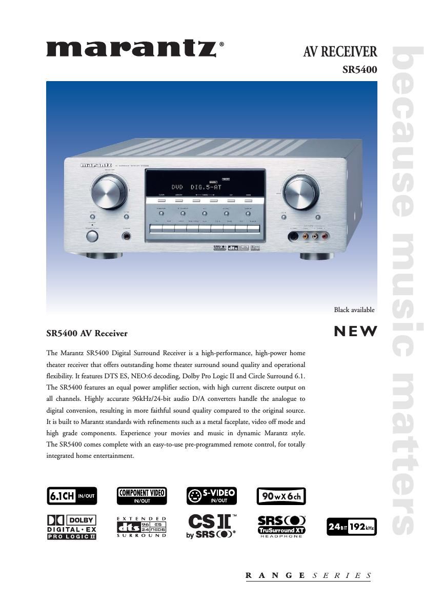 Marantz SR 5400 Brochure