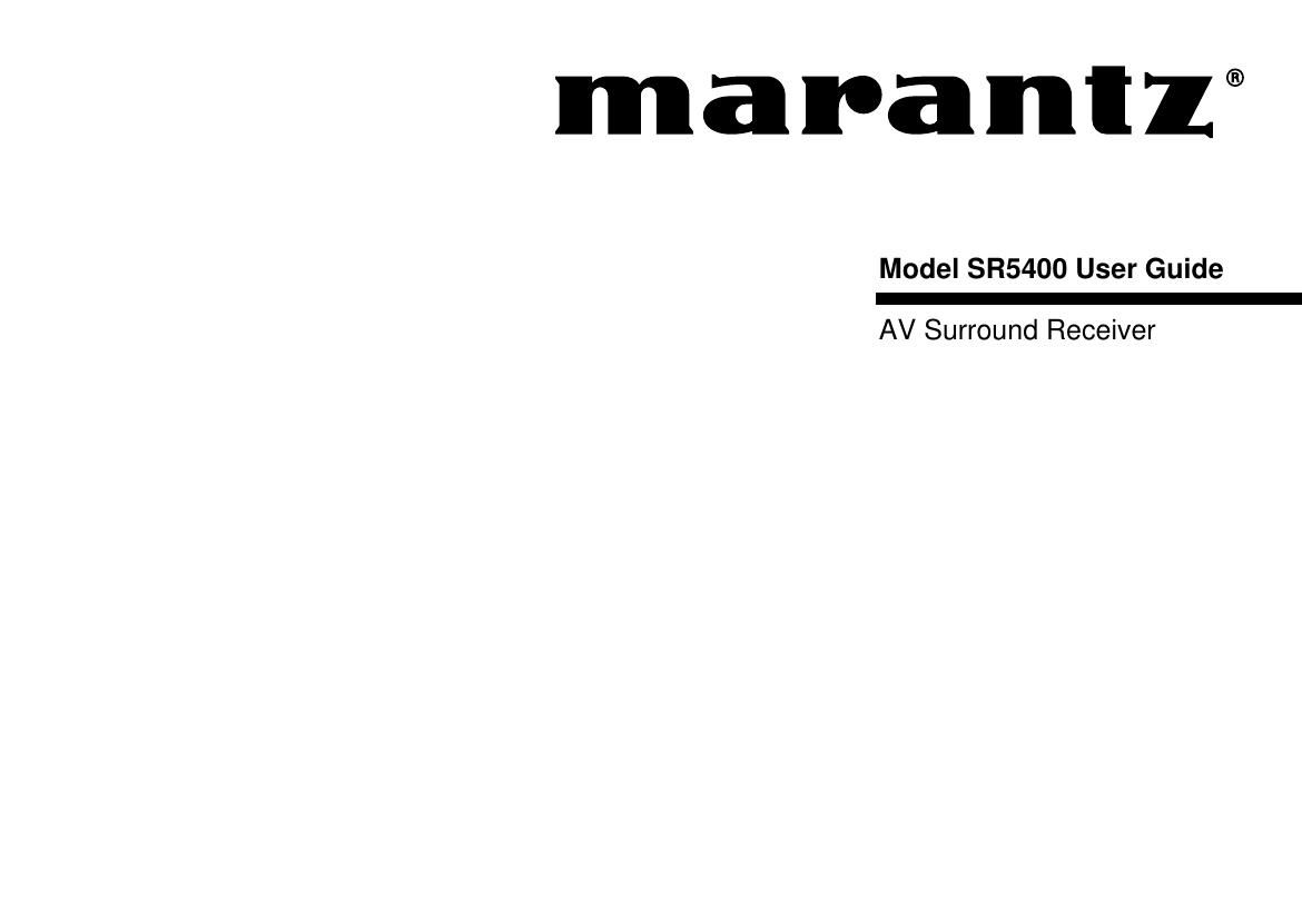 Marantz SR 5400 Owners Manual