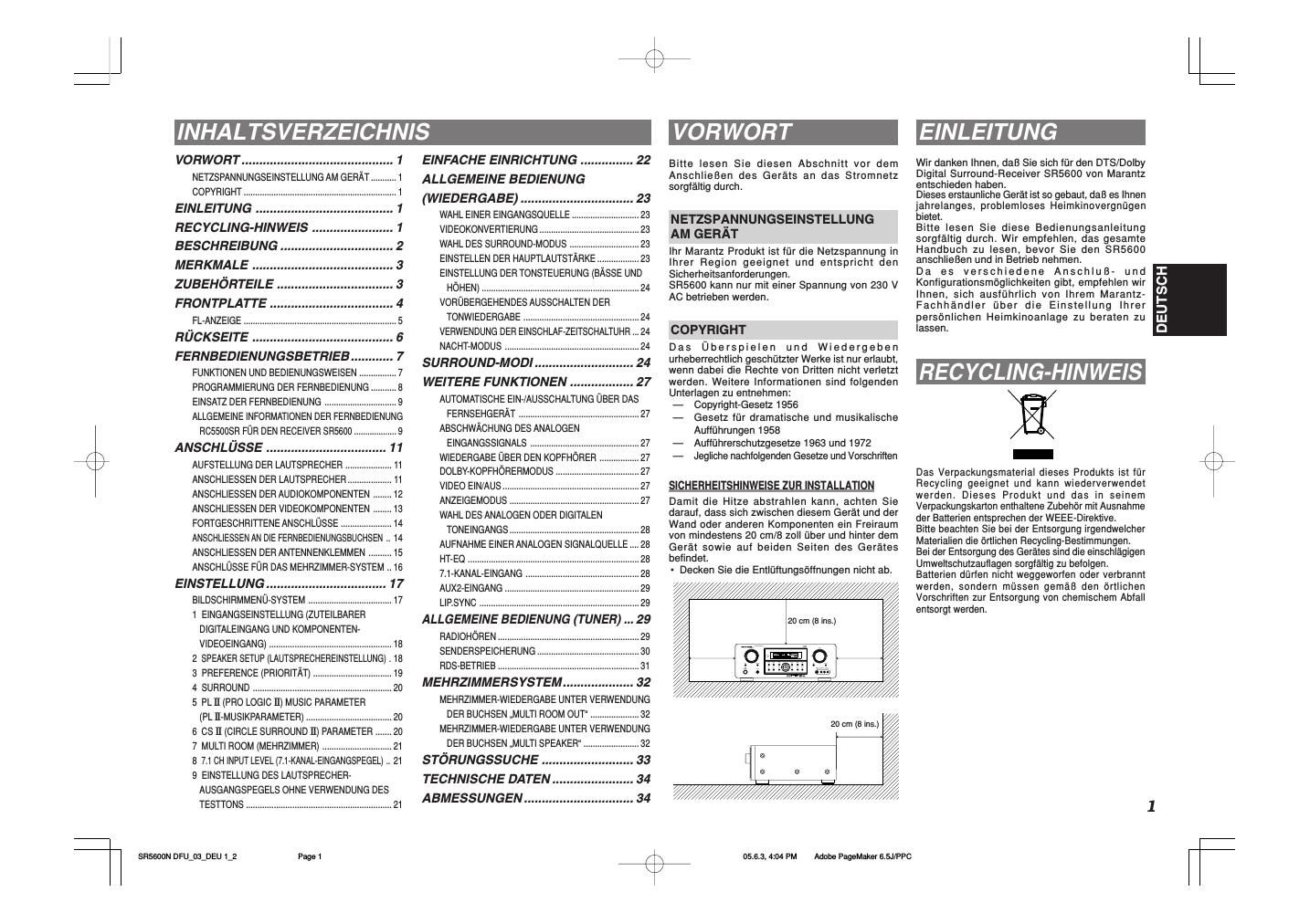 Marantz SR 5600 Owners Manual 2