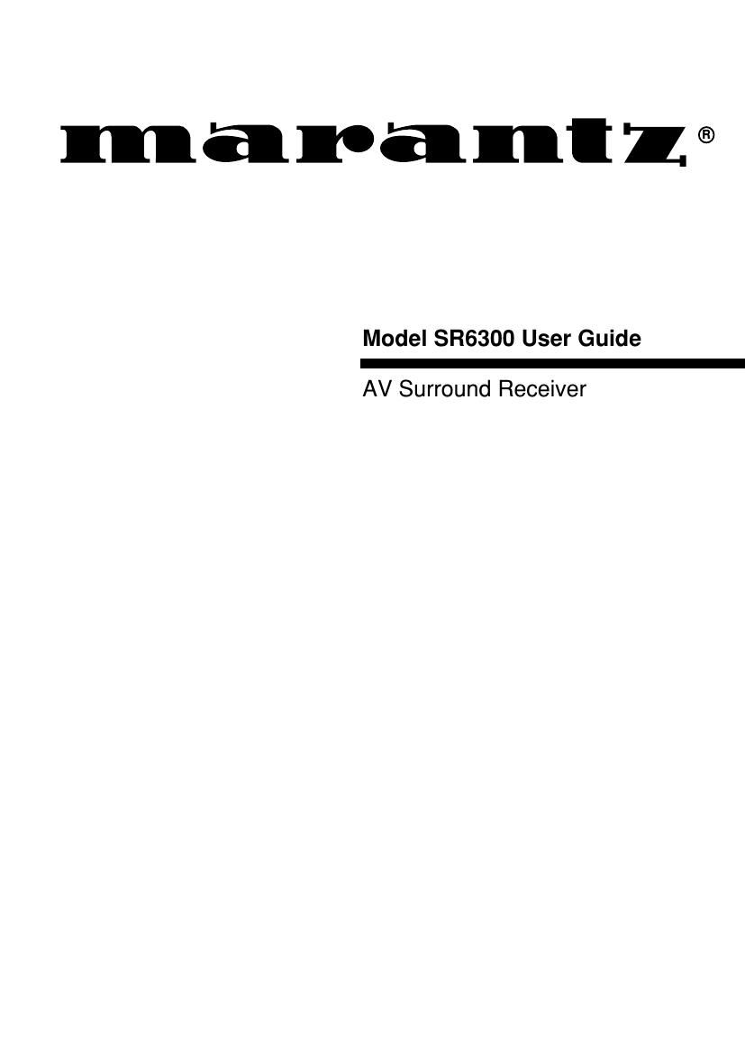 Marantz SR 6300 Owners Manual