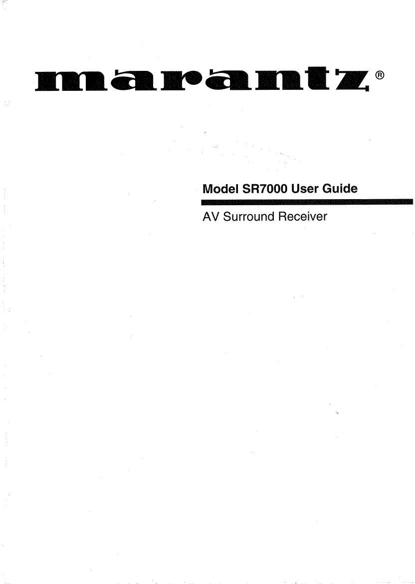 Marantz SR 7000 Owners Manual