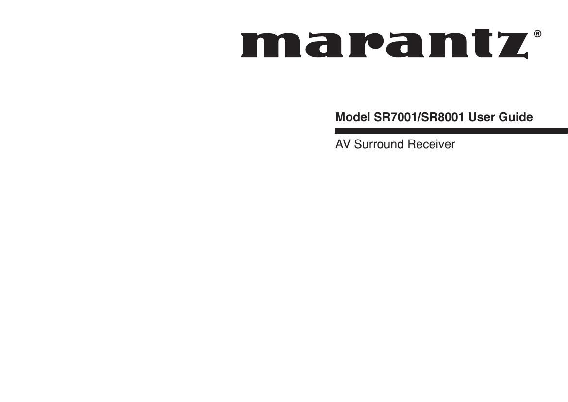Marantz SR 7001 Owners Manual