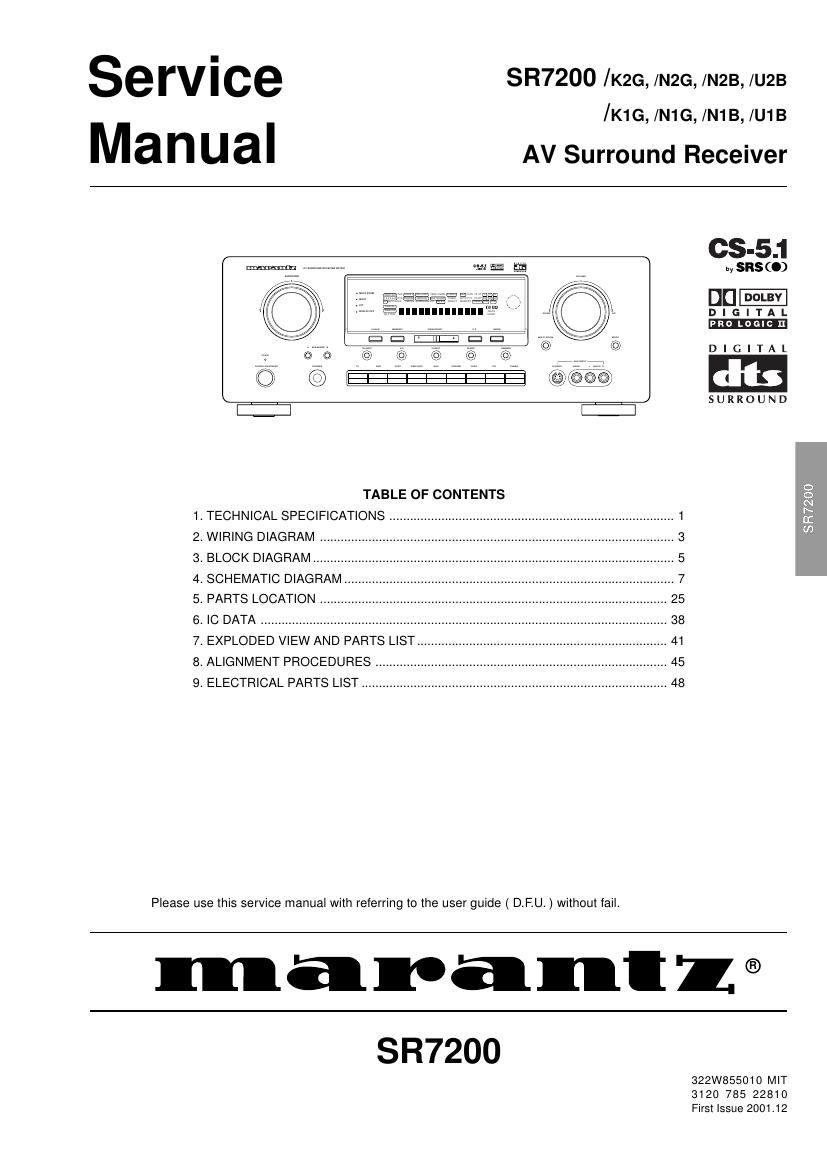 Marantz SR 7200 Service Manual
