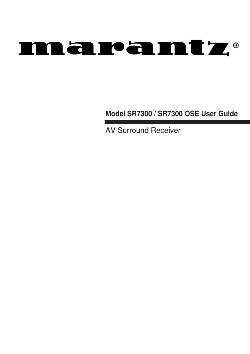 Marantz SR 7300 OSE Owners Manual