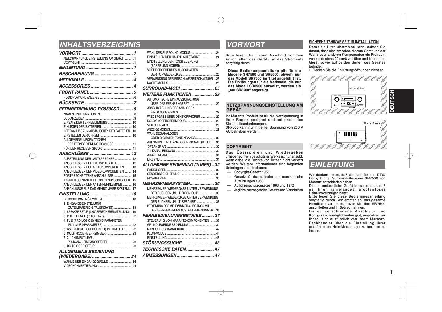 Marantz SR 7500 Owners Manual 2