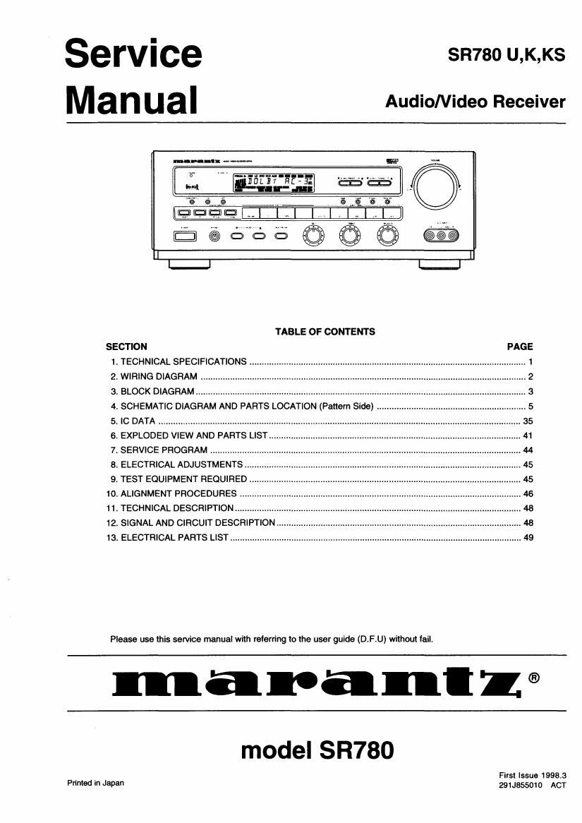 Marantz SR 780 Service Manual