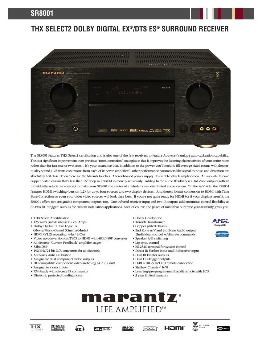 Marantz SR 8001 Brochure