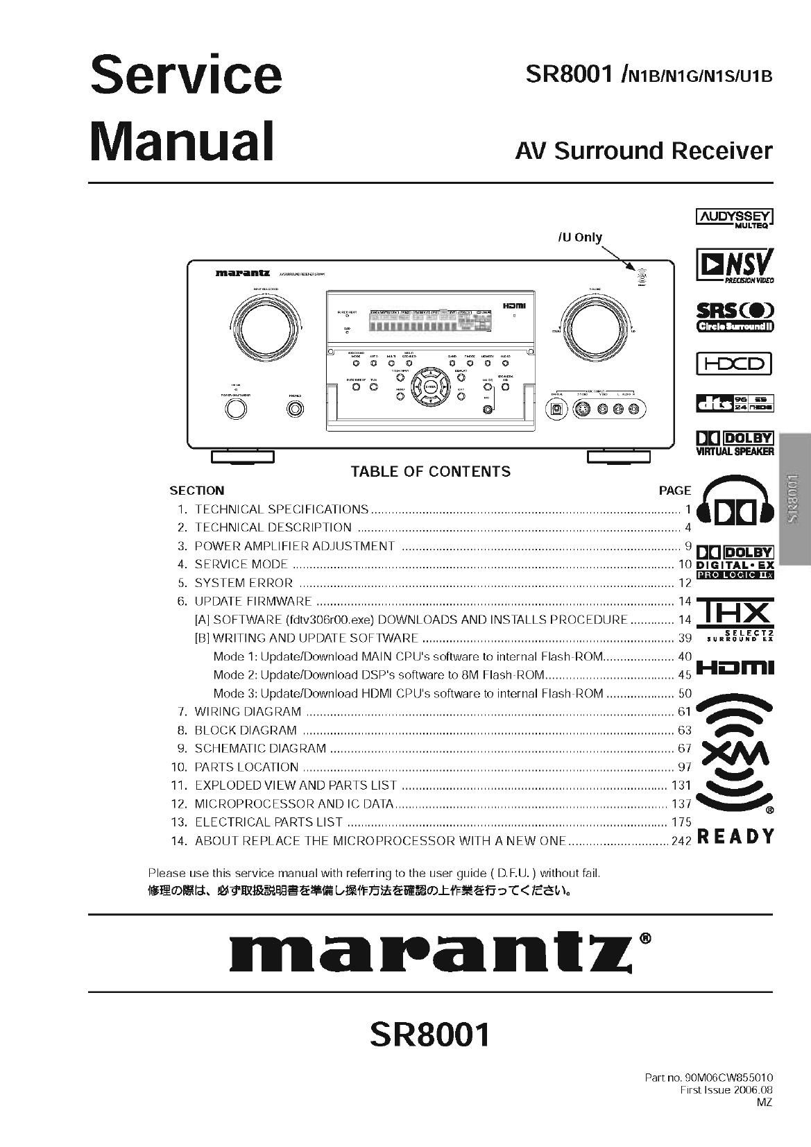 Marantz SR 8001 Service Manual