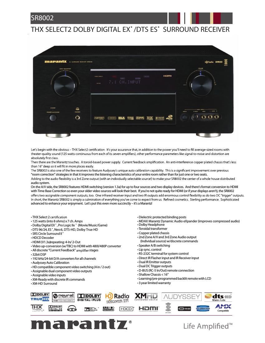 Marantz SR 8002 Brochure