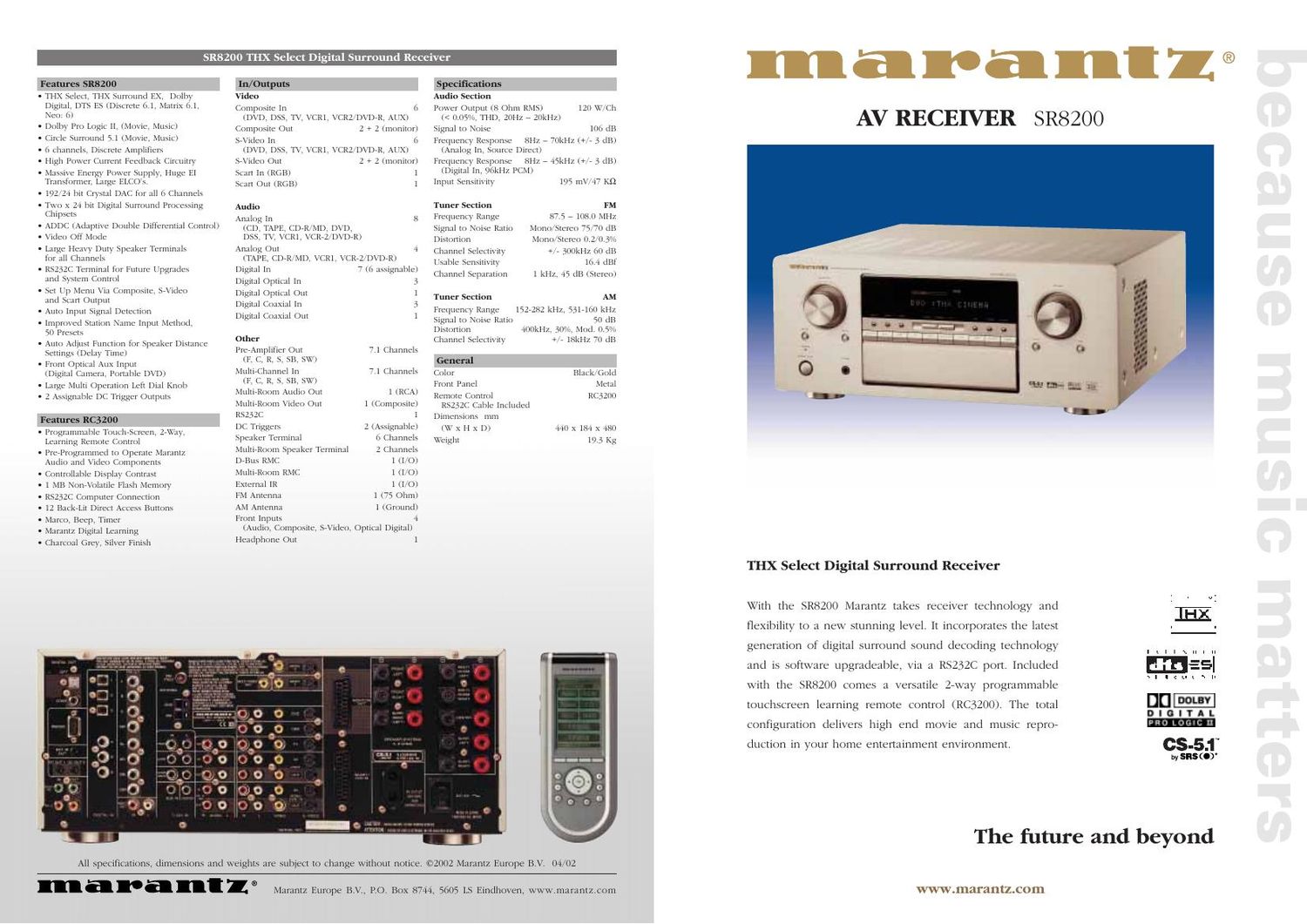 Marantz SR 8200 Brochure