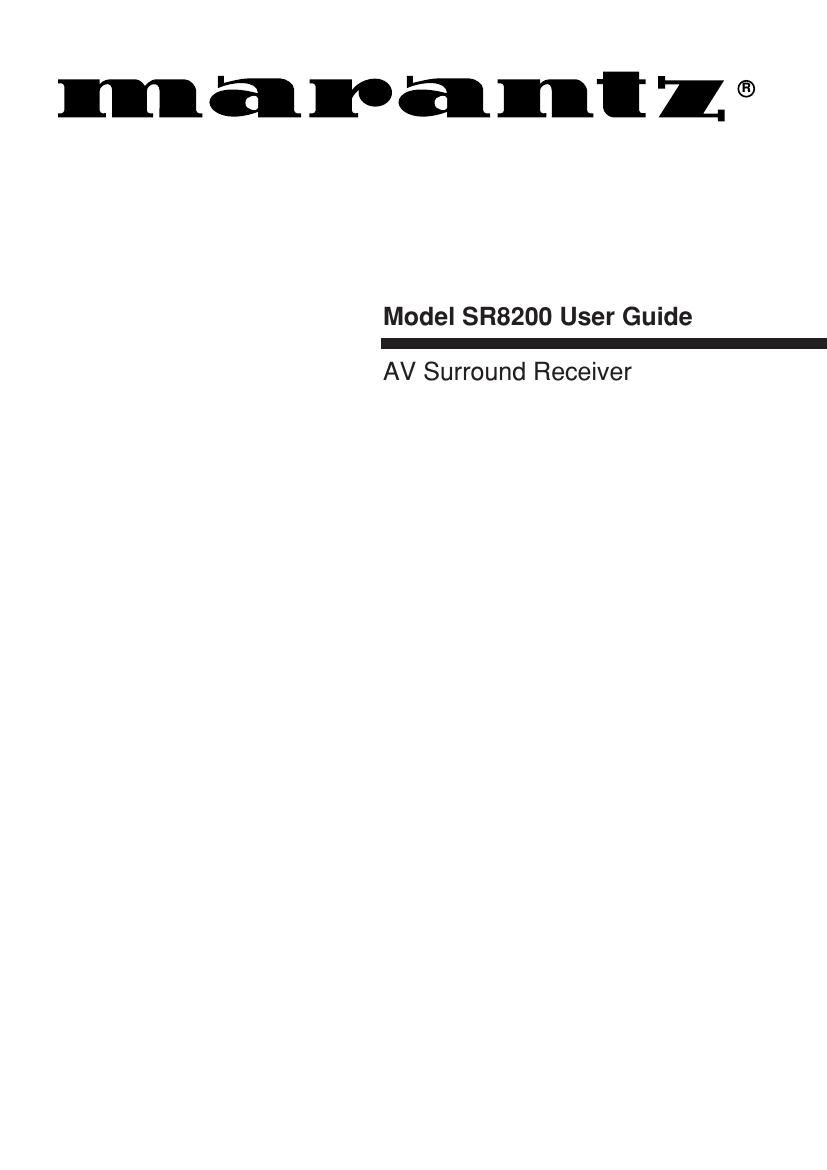 Marantz SR 8200 Owners Manual