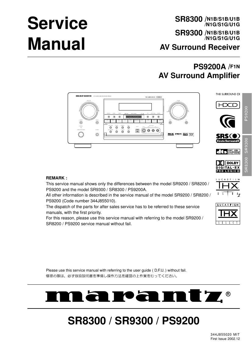 Marantz SR 8300 Service Manual