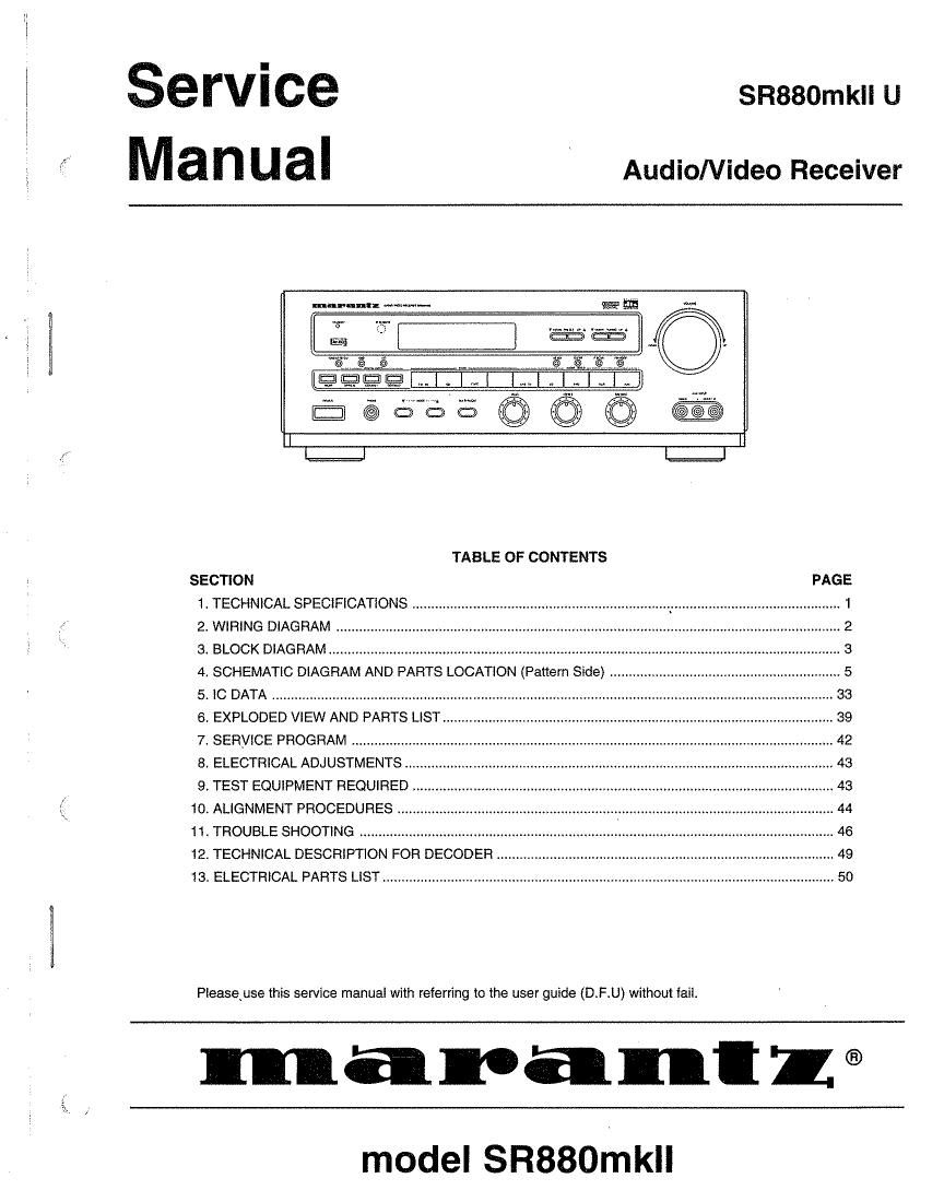 Marantz SR 880 Mk2 Service Manual